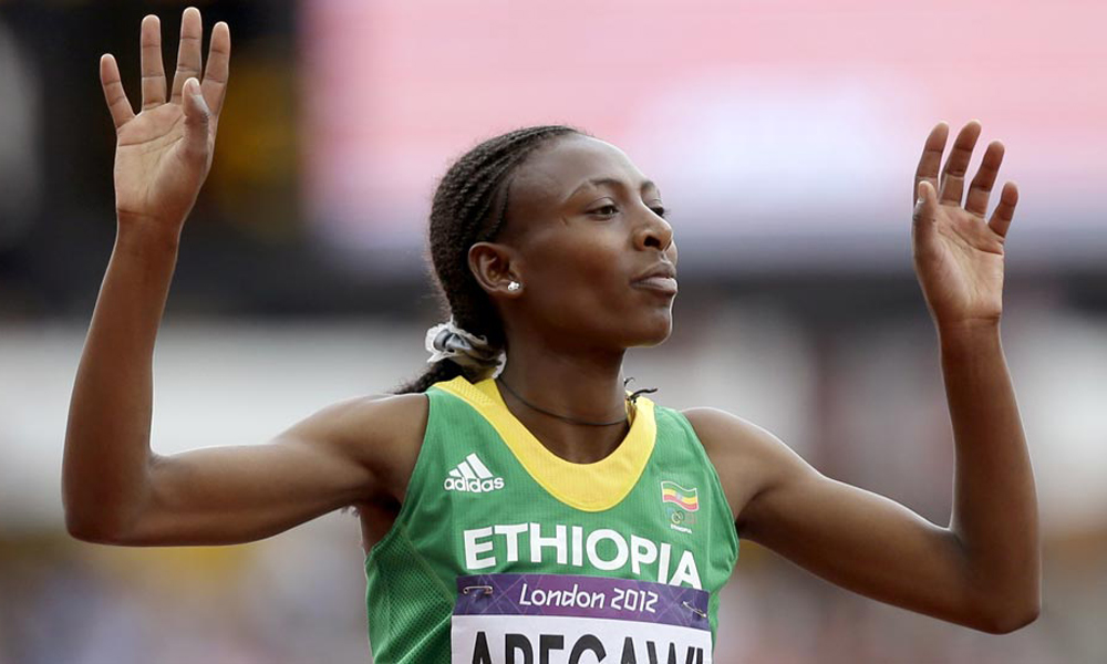 Abeba Aregawi representing Ethiopia at the London 2012 Olympics