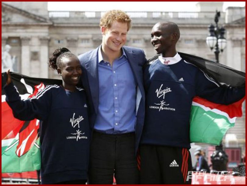 Prince Harry with Mary Keitany & Wilson Kipsang / Photo: Reuters