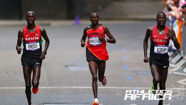 The men's marathon podium finishers at London 2012 / Photo: Locog