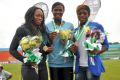 Blessing Okagbare, Gloria Asumnu & Lawretta Ozoh on the podium/ Photo: Yomi Omogbeja