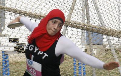 Egyptian Fadya El Kasaby, 19, won the women's Discus with a throw of 42.71m