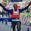 Geoffrey Mutai of Kenya crossed the finish line on Sunday to win the New York City Half Marathon. Credit Craig Ruttle/Associated Press