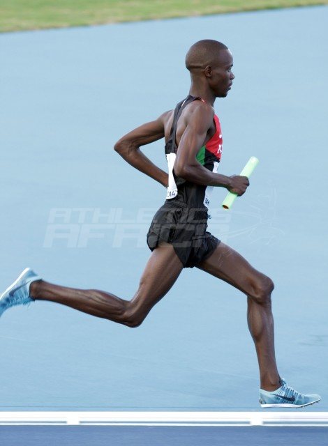 Kenyans Sammy Kibet in the mens 4x800 metres relay / Photos credit: Derek Smith