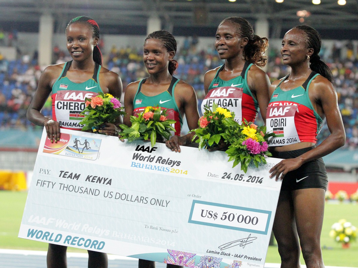 Kenya’s women’s 4x1500m quartet (Mercy Cherono, Faith Kipyegon, Irene Jelagat and Hellen Obiri)/ Photos credit: Derek Smith
