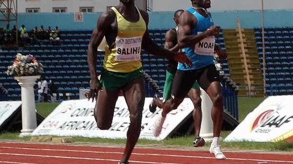 Isah Salihu wins men's 400m race ahead of Noah Akwu at the 68th All-Nigerian Athletics Championships in Calabar.