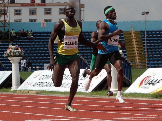 Isah Salihu wins men's 400m race ahead of Noah Akwu at the 68th All-Nigerian Athletics Championships in Calabar.