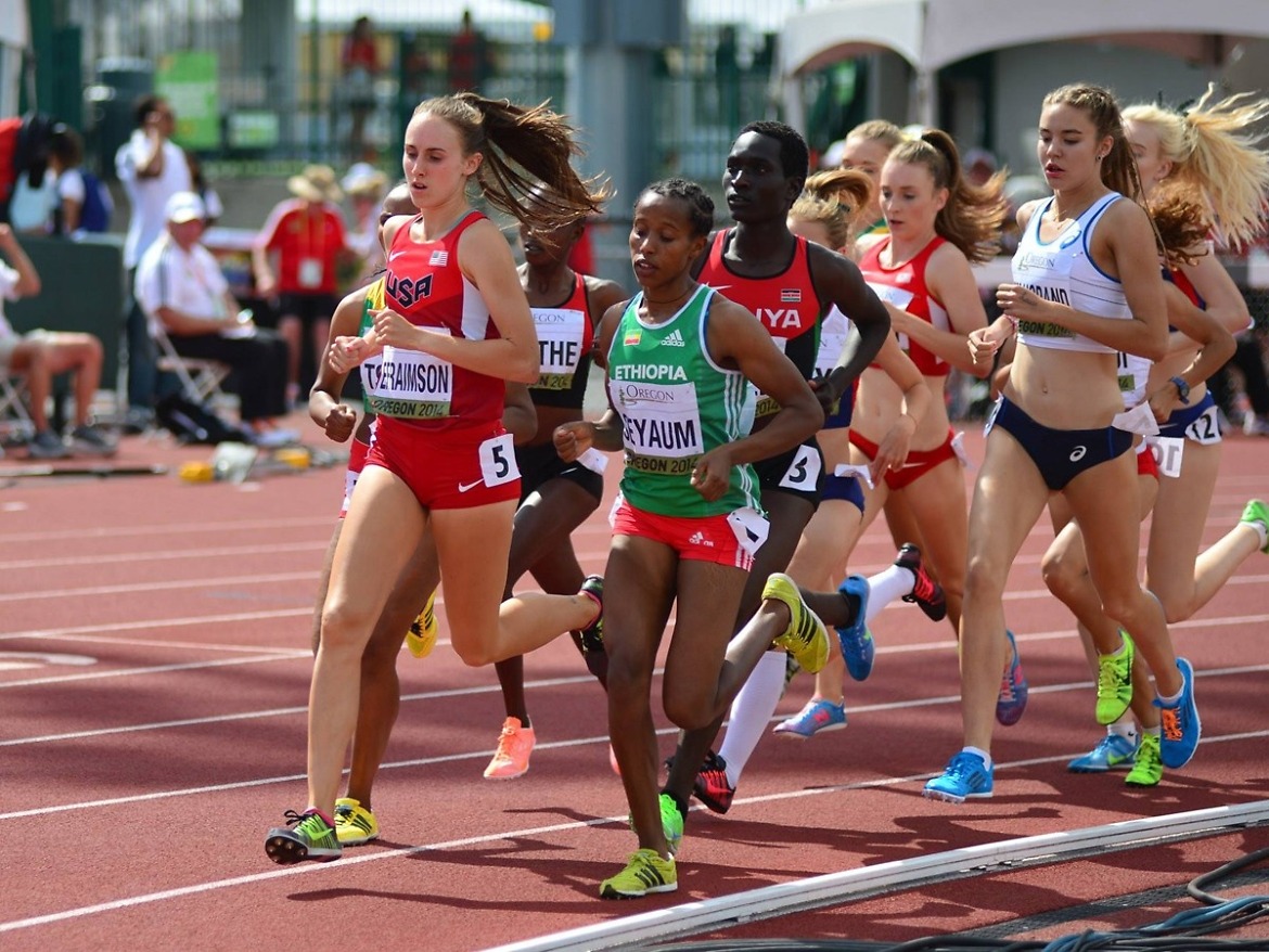 Ethiopian 'class act' Dawit Seyaum cruising home to take the women's 1500m gold at the 2014 IAAF World Junior Championships - Oregon 2014 / Photo credit: TrackTown