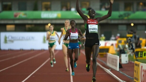Kenyan Margaret Nyairera wins the women's 800m in a personal best time of 2:00.49 at the 2014 IAAF World Junior Championships - Oregon 2014. Photo credit: Jeffrey Mercado