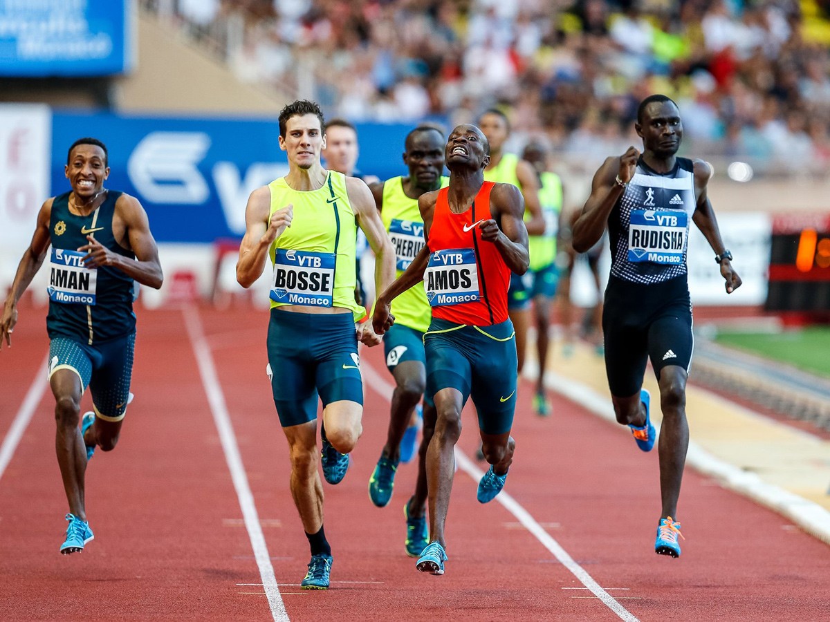 Men's 800m race won by Nijel Amos at the Herculis monaco 2014 - with David Rudisha, Mohammed Aman etc / © Philippe Fitte