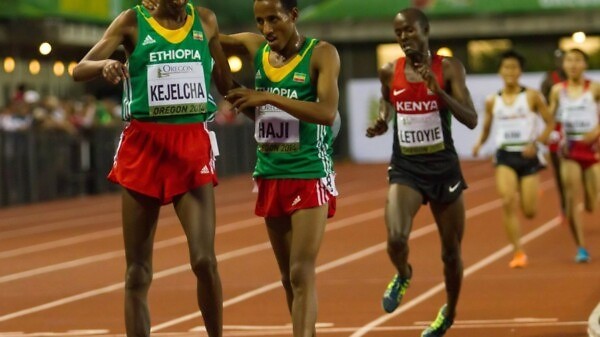 Ethiopia’s world youth 3000m champion Yomif Kejelcha after winning the men’s 5000m at the 2014 IAAF World Junior Championships - Oregon 2014 / Photo credit: Jeffrey Mercado