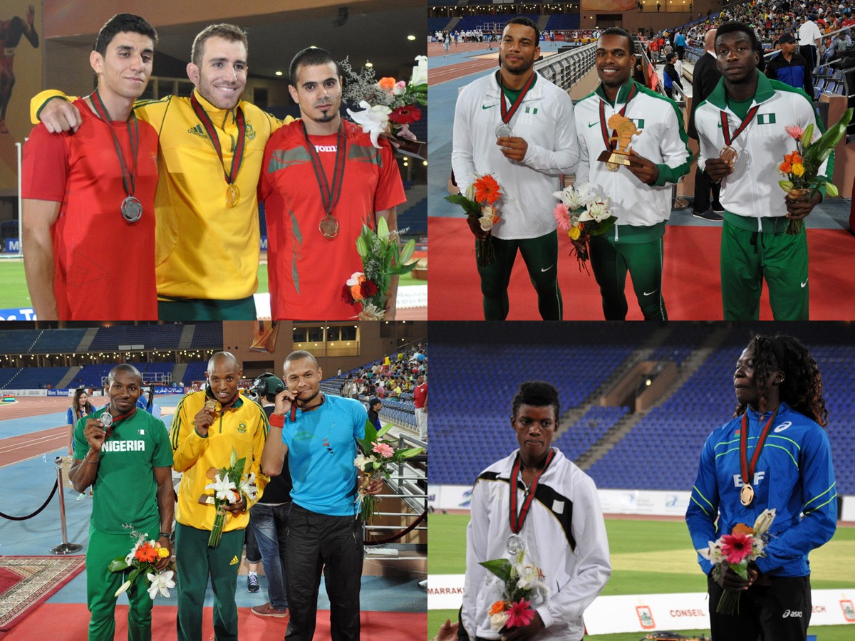 Day 4 winners at the 19th African Senior Athletics Championships in Marrakech 2014 / Photo credit: Yomi Omogbeja