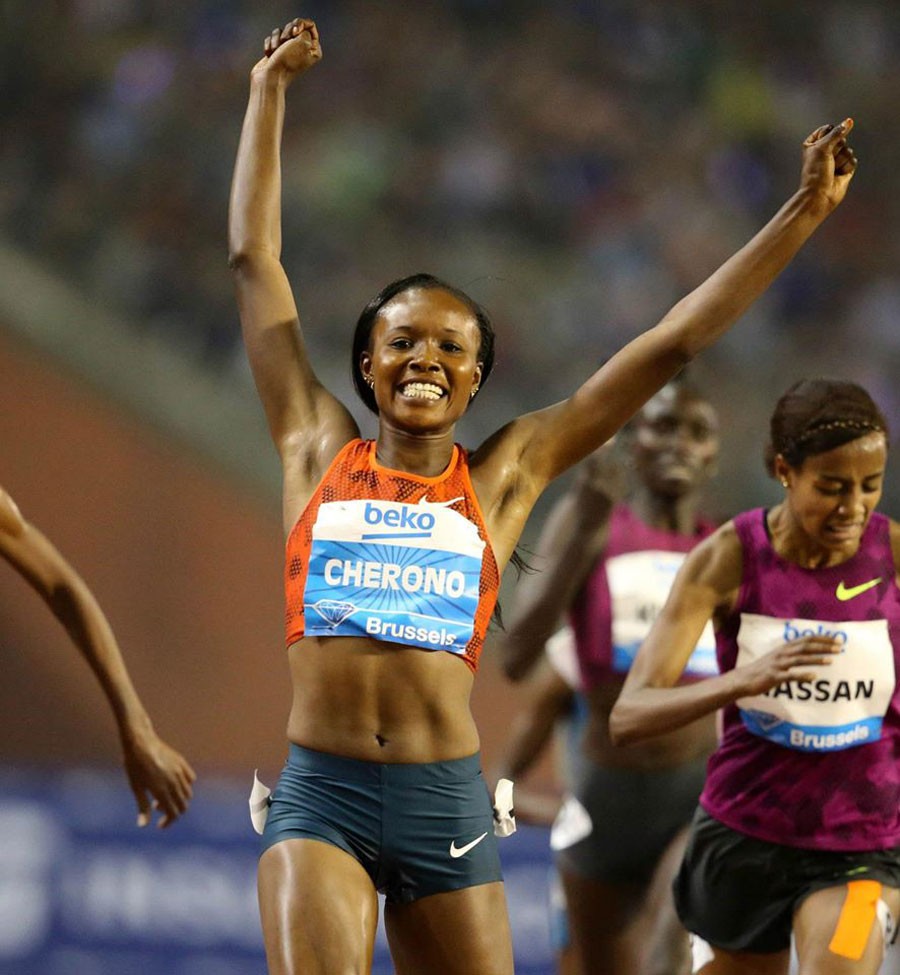 Kenya's Mercy Cherono withstood the challenge from 2014 world indoor champion Genzebe Dibaba to win the women’s 3000m Diamond Race / Photos: © Gladys Chai von der Laage - IAAF Diamond League