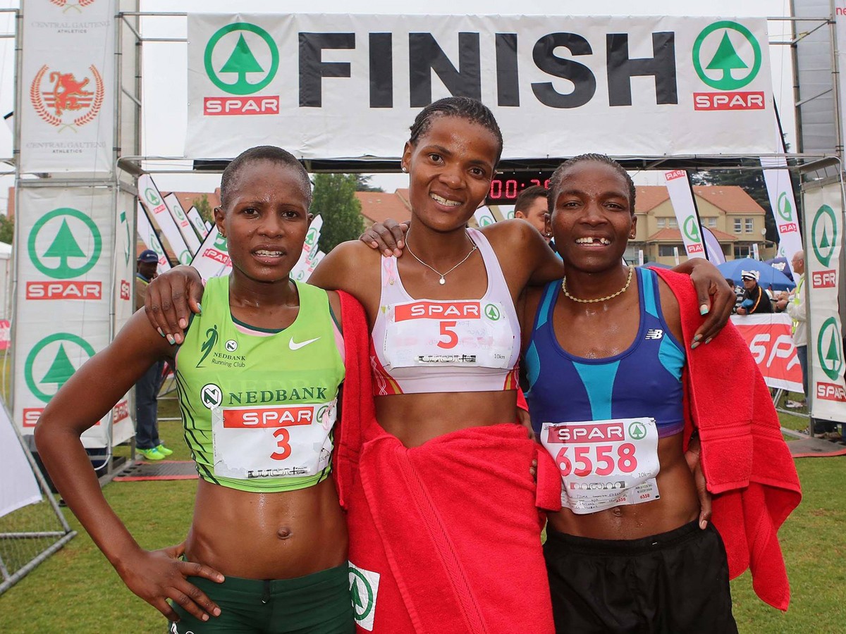 The top three SPAR Women’s Challenge winners at the Joburg leg. (L-R): Rutendo Nyahora (2nd); Lebogang Phalula (1st); and Mamorallo Tjoka (3rd).