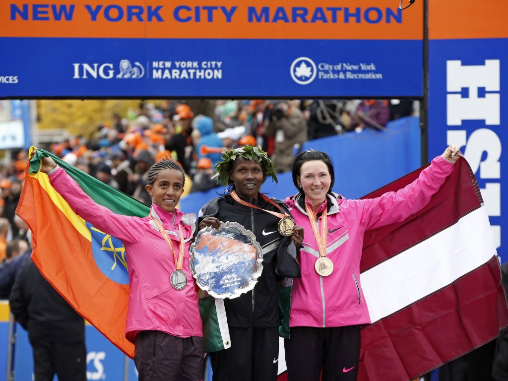 2013 TCS New York City Marathon women's champion Priscah Jeptoo from Kenya / Photo credit: AP