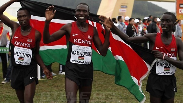 Senior Men race winner Geoffrey Kipsang Kamworor of Kenya at the IAAF World Cross Country Championships, Guiyang 2015 / Photo credit: © Getty Images for IAAF