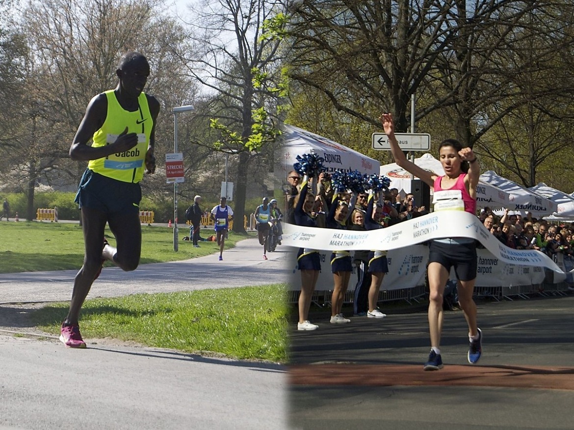Cheshari Jacob and Souad Ait Salem won the 25th edition of the HAJ Hannover Marathon on Sunday. Photo Credit: Cecilia Wenig / HAJ Hannover Marathon