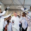 IOC President Thomas Bach with young Fencing athletes / Photo Credit: IOC Media Flickr