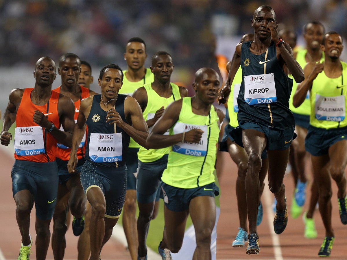 Nijel Amos, Mohammed Aman and Asbel Kiprop in action at the IDL Doha / Photo credit: Organisers