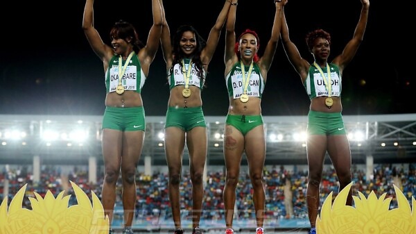 Nigeria, winners of the women's 4x200m at the IAAF/BTC World Relays, Bahamas 2015 Photo Credit: © Getty Images for IAAF