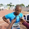 Nicholas Imhoaperamhe speaking with the media after the race in Oba - AFN Golden League 2015 / Photo: Making of Champions