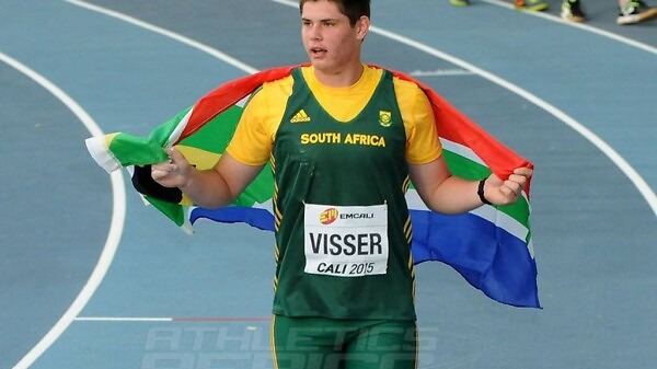 Werner Visser (South Africa) after winning the boys Discus at the IAAF World Youth Championships, Cali 2015 (Photo Credit: Getty Images for IAAF)