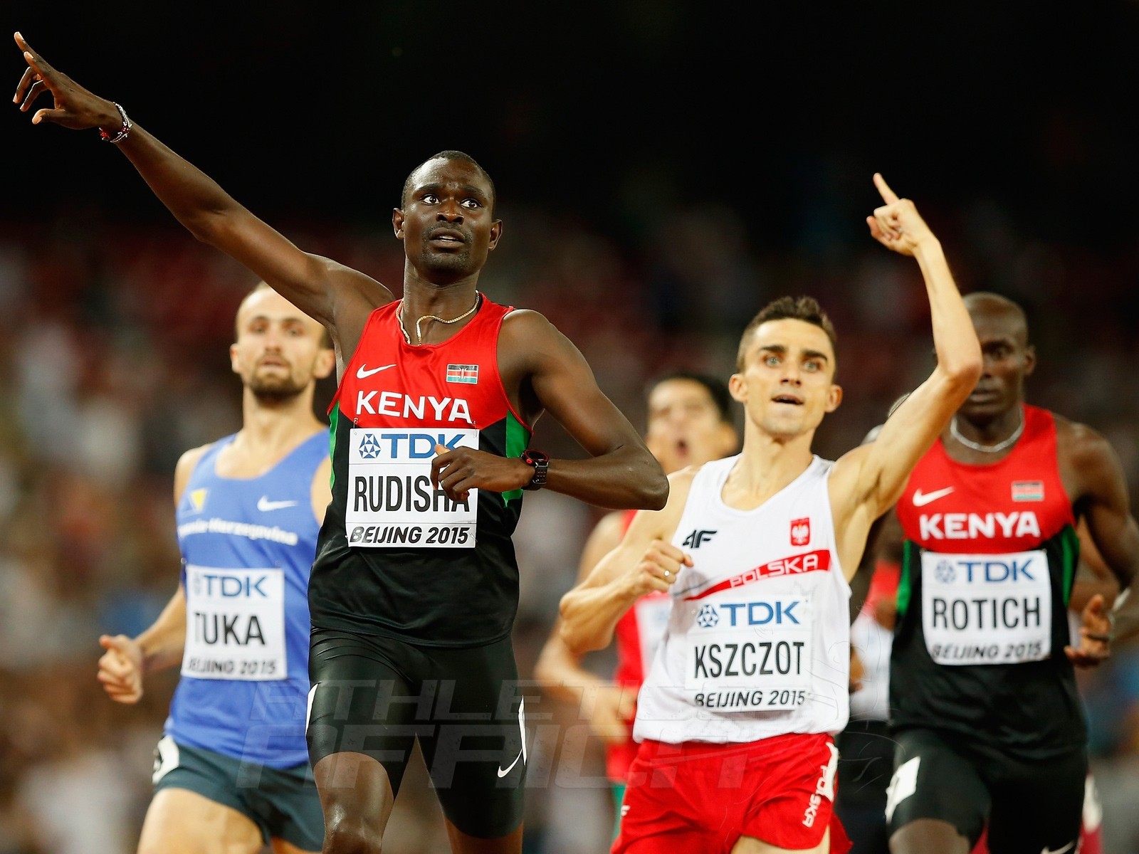 David Rudisha of Kenya winning men's 800m final on Day 4 at the 2015 IAAF World Championships in Beijing, China / Photo credit: Getty Images for the IAAF