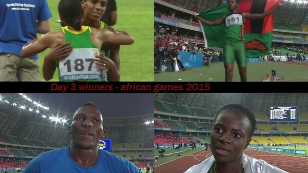 The podium winners on day 3 at the 11th African Games - Brazzaville 2015
