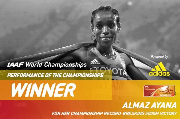 Almaz Ayana of Ethiopia during the women's 5000m race in Beijing / Photo credits: IAAF and Spikes