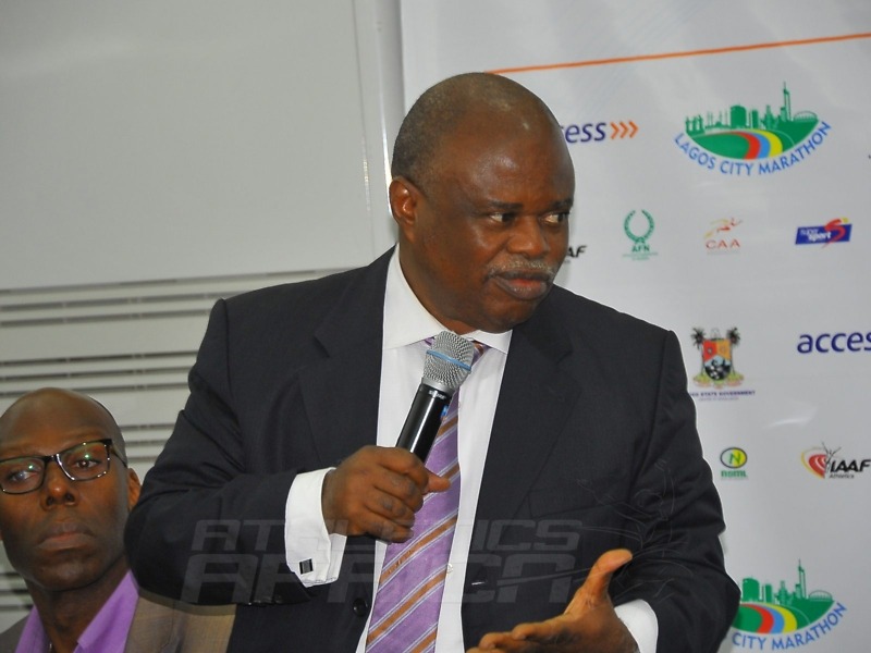AFN President Solomon Ogba at the press conference to unveil the Lagos City Marathon 2016 / Photo credit: Tunde Eludini