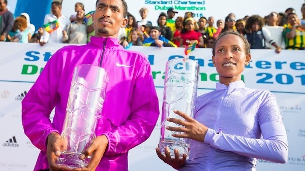Ethiopians Tesfaye Dibaba Abera and Tirfi Beyene Tsegaye were crowned winners at the Standard Chartered Dubai Marathon in the United Arab Emirates on Friday