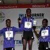 Boclassic 2015 podium (L-R) - Ethiopians Muktar Idris (28.44); Tamirat Tola (28.28) and Imane Merga (28.56) / Photo credit: Running.bz.it.