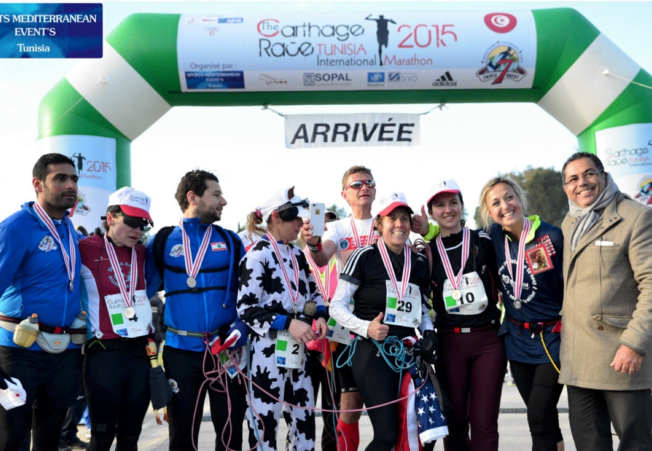 The team at the first edition of the Carthage Marathon in Tunisia