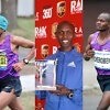 Zersenay Tadese (ERI) – Half Marathon World Record holder since 2010, Wilson Kipsang (KEN) – Former Marathon World Record holder and Abraham Cheroben (KEN) – Fastest half marathon runner in 2015 / Photo credit: Vic Sailer