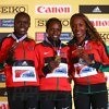 Kenya Women's team podium during the IAAF/Cardiff University World Half Marathon Championships on March 26, 2016 in Cardiff, Wales (Photo by Jordan Mansfield/Getty Images for IAAF)