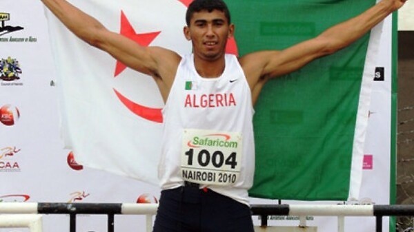 Algeria's Larbi Bourrada after winning his first African Decathlon title in Nairobi, Kenya in 2010.