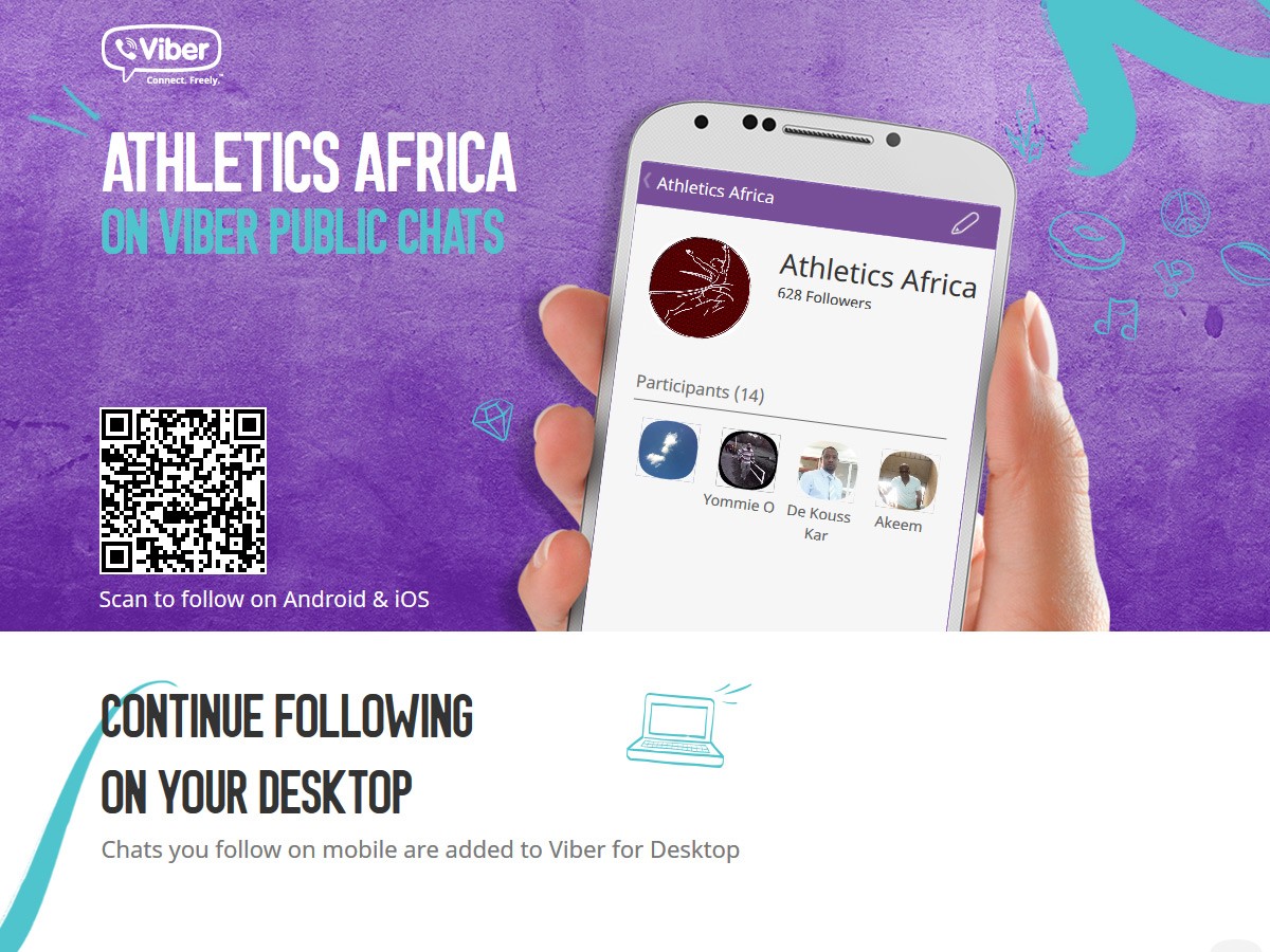 AthleticsAfrica Viber Public Chats channel promo