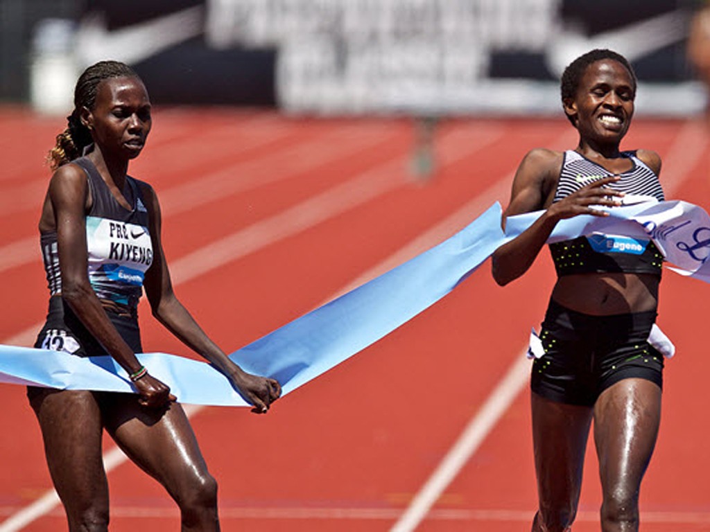 Ruth Chebet and Hyvin Kiyeng missed the existing record by only one second in Eugene / Photo credit: IAAF Diamond League