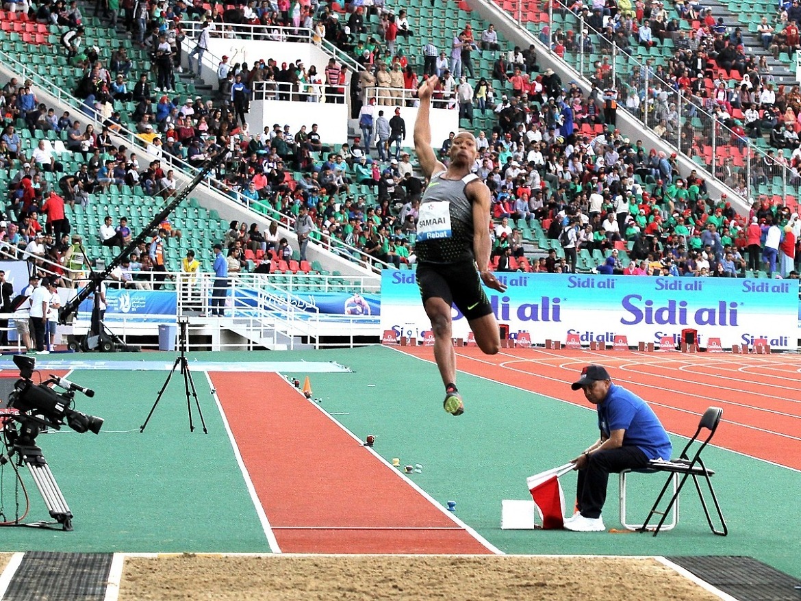 South African Rushwal Samaai jumped 8.38m to equal the African all-comers’ record and his own PB at the IAAF Diamond League Meeting in Rabat, Morocco / Photo: Organisers.