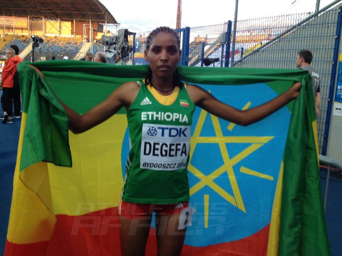 Ethiopia's Beyenu Degefa shaved almost a minute of her PB to win women's 3000m Gold in a CR 8:41.76 / Photo credit: Yomi Omogbeja