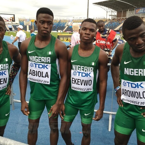 Team Nigeria 4x100m at the World U20 - Bydgoszcz 2016 / Photo credit: Yomi Omogbeja