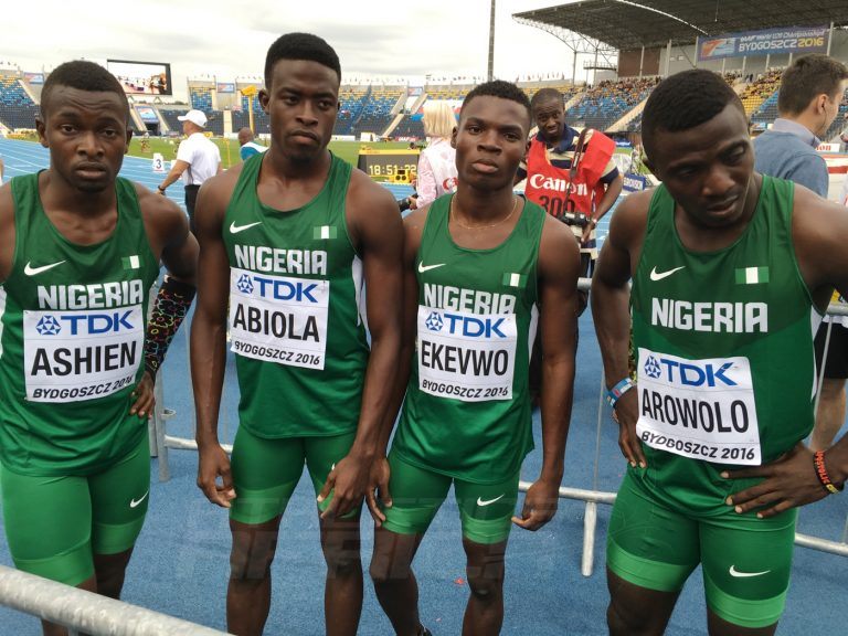 Team Nigeria 4x100m at the World U20 - Bydgoszcz 2016 / Photo credit: Yomi Omogbeja