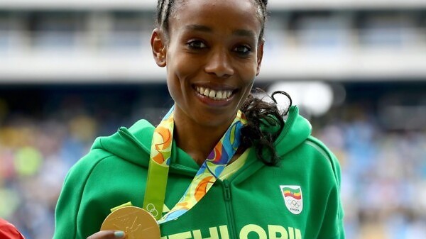 Ethiopia's Almaz Ayana with her women's 10000m gold medal on Day 1 of Athletics competition at Rio 2016 / Photo credit: Getty Images / IAAF