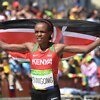 Jemima Sumgong won the women's marathon in 2:24:04, nine seconds ahead of Bahrain's Eunice Jepkirui Kirwa at Rio 2016 Olympics/ Photo credit: Getty Images for the IAAF
