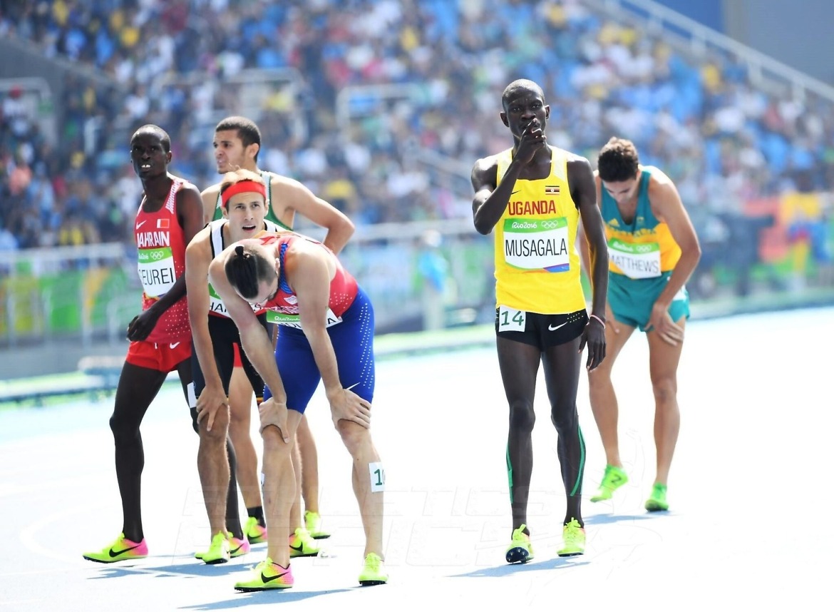 Musagala of Uganda during men's 1500m Heats on day 5 at the Rio 2016 Olympics / Photo credit: Norman Katende