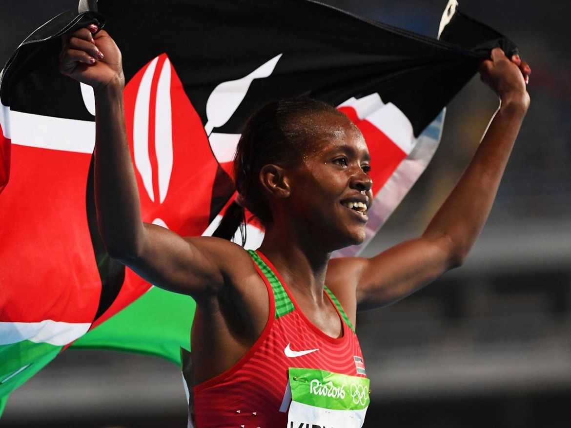 Kenya's Faith Kipyegon won the women’s Olympic 1500 m gold ahead of Ethiopia’s Genzebe Dibaba / Photo credit: Getty Images