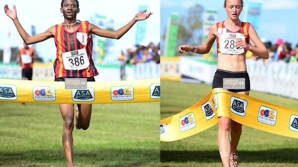 Ikangeng Gaorekwe of Central Gauging Athletics (CGA) wins the junior men 8km and Nicole van der Merwe of Central Gauteng Athletics (CGA) wins the junior women 8km during the 2016 South African Cross Country Championships held at The Olympia School of Skills in Pacaltsdorp on September 10, 2016 in George, South Africa. (Photo by Roger Sedres/Gallo Images)