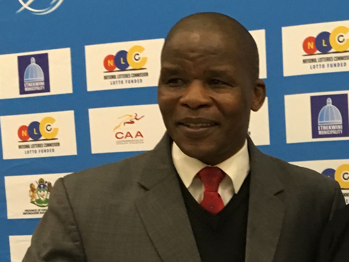 ASA President Aleck Skhosana during the media conference at the 20th African Senior Championships in Durban June 25, 2016 / Photo credit: Yomi Omogbeja