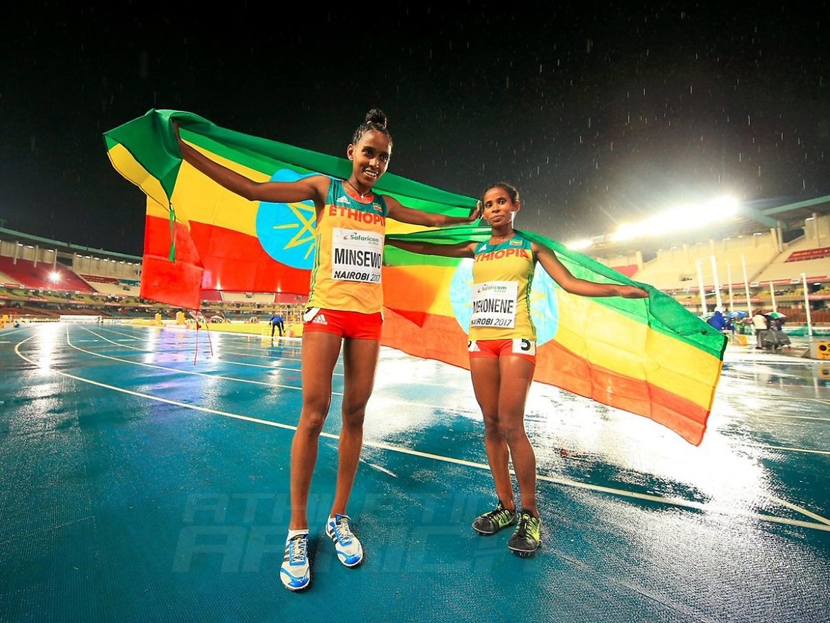 Abersh Minsewo on her way to winning the 3000m at the IAAF World U18 Championships Nairobi 2017 / Photo Credit: Getty Images for the IAAF