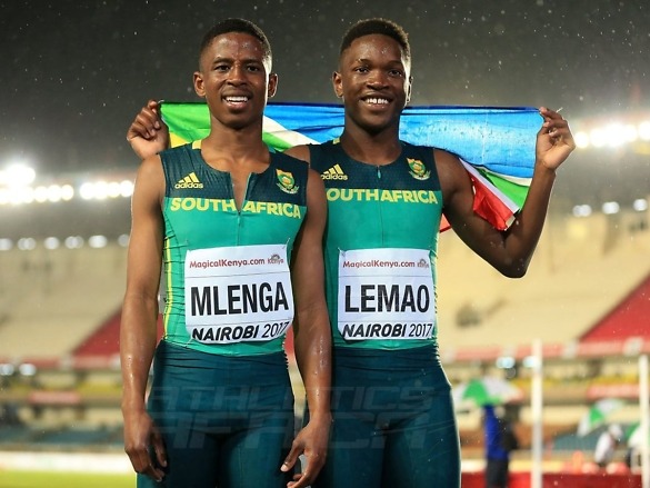 Tshenolo Lemao wins the 100m title at the IAAF World U18 Championships Nairobi 2017 / Photo Credit: Getty Images for the IAAF