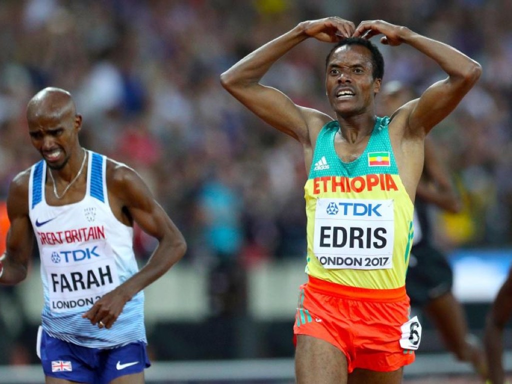 Ethiopia's Muktar Edris ended Britain's Mohammed Farah dominance at the IAAF World Championships on Saturday night.